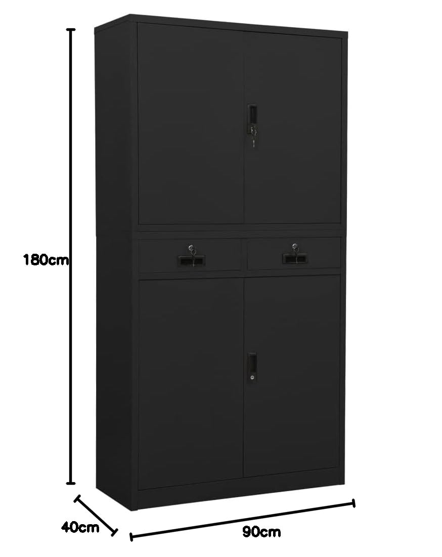 armadio multiuso mobiletto multiuso armadi per magazzino Armadio per Ufficio Antracite 90x40x180 cm in Acciaio Adatto a soggiorno, ufficio