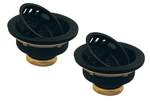 Westbrass D2145-62 3-1/2" Post Style Large Kitchen Sink Basket Strainer, Matte Black (2-Pack)