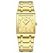 Produktbild JewelryWe Uhren Herren Edelstahl Quadrat - Gold Quadratische Römische Ziffern Zifferblatt 30m wasserdichte Kalender Analog Quarz Armbanduhr mit Gold Edelstahl Armband Geschäfts Lässige Uhr für Männer