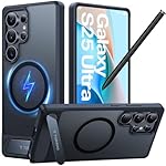 TORRAS Strong Magnetic & Seamless Stand for Samsung Galaxy S25 Ultra Case, Fit for MagSafe, Mil-Grade Drop Protection, Kickstand for Samsung Galaxy S25 Ultra Case, Translucent Back/Black Edge