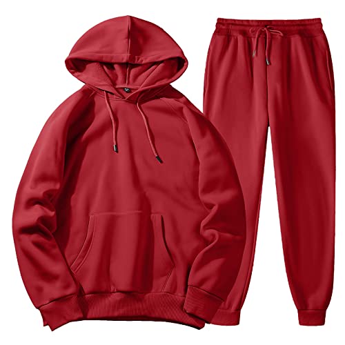 Survêtement pull à manches longues ensemble 2 pièces rouge contre le froid