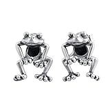 Pendientes colgantes de plata ley 925 con forma rana for hombre y mujer, estilo retro, animal