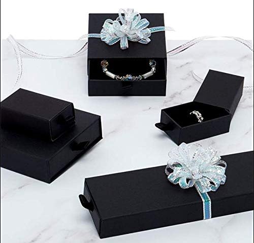 Paper Mart Slide Open Jewelry Boxes With Satin Pull - 3-1/2 X 3-1/2 X 1 - Black | Quantity: 100