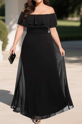 Pinup Fashion Women's Bridesmaid Dresses for Wedding Plus Size Formal Off The Shoulder Chiffon Maxi Dresses4