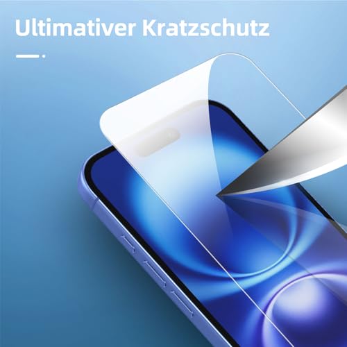 NEW'C für iPhone 16 für Panzerglas 6,1 Zoll (2 Stück) und 2 x Kamera Panzer Schutz für Kameraschutz (2 Stück) -Kratzfest -extrem widerstandsfähig -9H-Härteglas