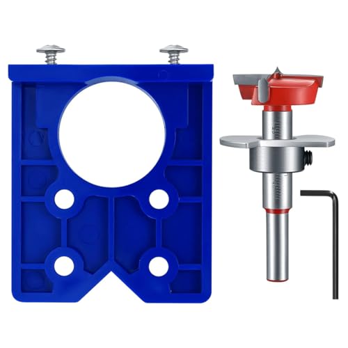FiTspi Set di punte da trapano per cerniera da 35 mm, per cerniere per porte, seghe a tazza per cerniera nascosta, con posizionatore per punte Forstner per piastra di montaggio cerniera armadio