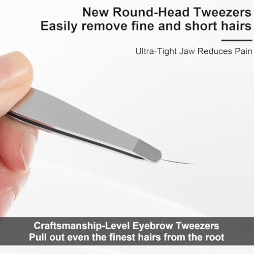 3Pcs Round Tip Tweezers, Stainless Steel Tweezers for Curly Hair, Precision Eyebrow Tweezer for Facial Hair Women Facial Makeup Tool Rounded End Tweezer - Image 6