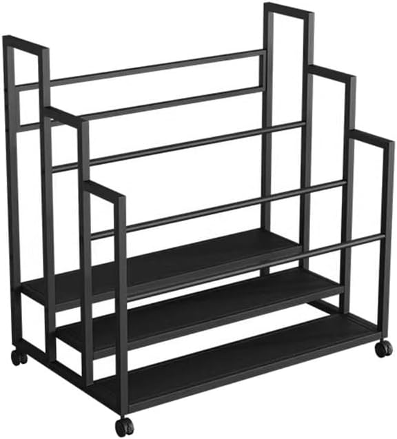 Yoga Mat Storage Basket, Workout Accessories Storage Rack with Wheels, Dumbbells Kettlebells Resistance Bands Organizer Holder for Home Gym (Black, 80 x 64 x 95 cm)