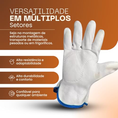 Combo de 10 Pares de Luvas de Couro Vaqueta Total Petroleira - Proteção Térmica e Resistência Excepc