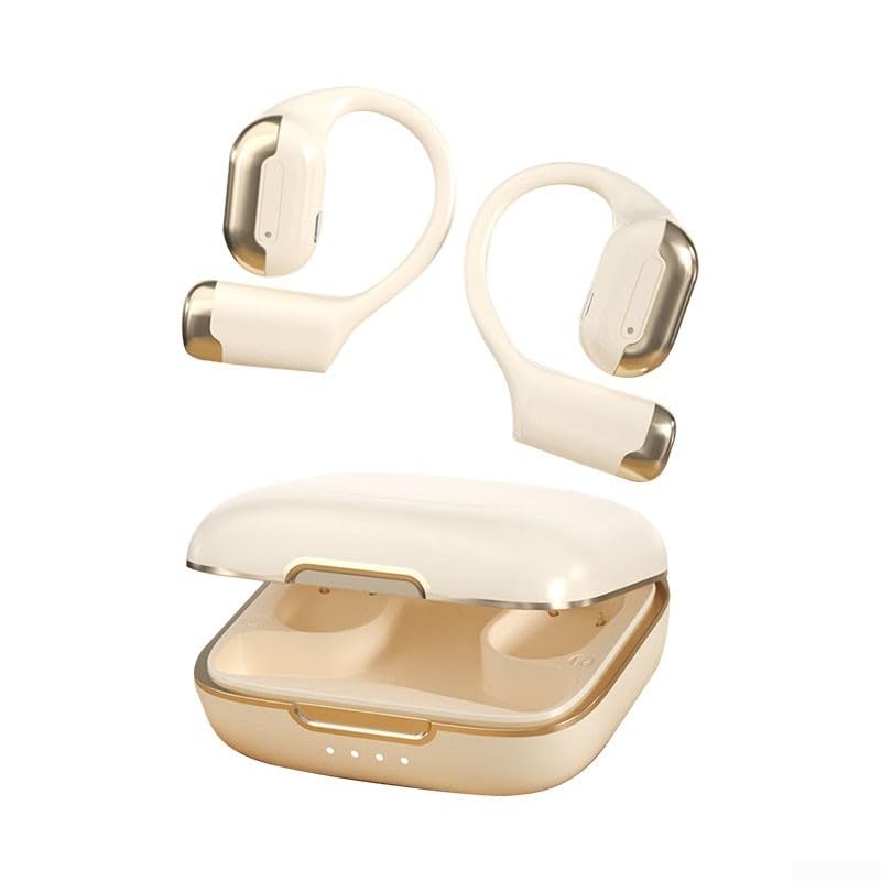 Auriculares inalámbricos Bt 5.4 de conducción de aire con cancelación de ruido, control táctil, auriculares deportivos para correr, gimnasio (blanco)