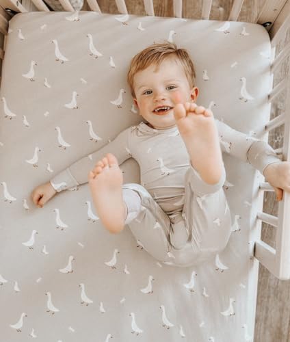 Image of gunamuna Crib Sheet - Ultra-Soft, Breathable Fitted Sheet for Standard Cribs, Cozy Sleep Surface for Babies and Toddlers, Goose
