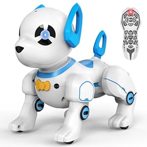 Remote Control Robot Dog Toy, RC Dog Programmable Smart Interactive Robotic Pets, RC Stunt Robot Toys Dog Imitates Animals Music Dancing Handstand Push-up Follow Functions for Boys Girls Toy Blue