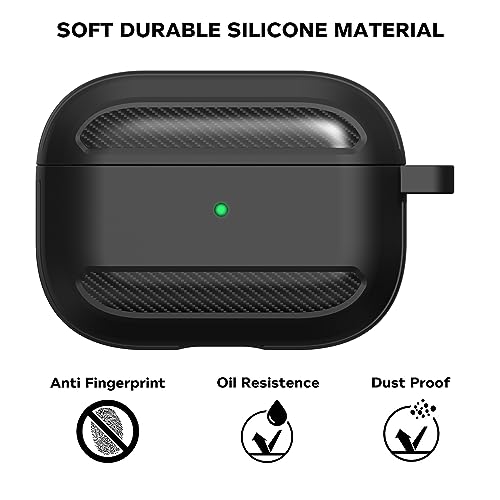 Image of Sounce Tough Case Compatible with Airpods Pro 2 Case Cover with Carabiner, Rugged Protective Cover for Airpods Pro 2nd Generation Case Cover, Scratch Resistant, Shock Armor Series [Carbon Black]