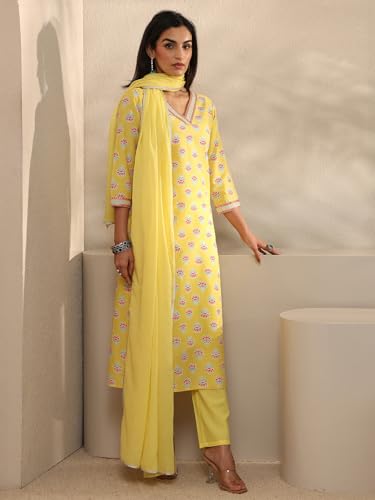 Image of Libas Printed Cotton Straight Kurta With Trouser and Dupatta