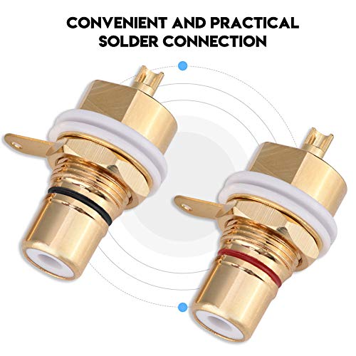 Zerone 2 Pcs Terminal de Audio RCA Dorado miniatura 2