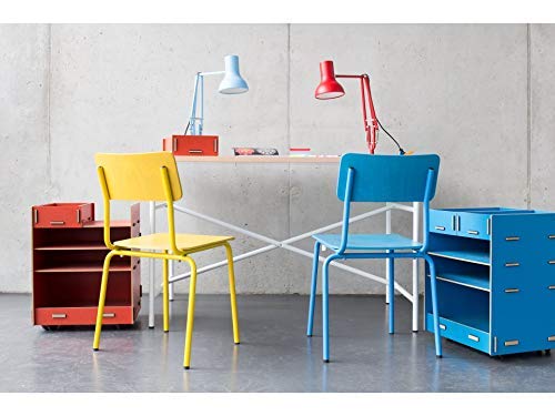 Modulor Kinder-Rollcontainer aus beschichtetem MDF, Schreibtisch Rollschrank (BxHxT: 38 x 49 x 34 cm) mit Zwei Schubladen und DREI Fächern, weiß