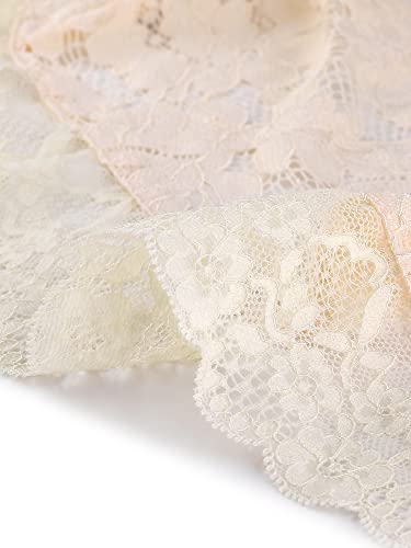 Allegra K Women's Elegant 3/4 Sleeve Sheer Floral Lace Shrug Top X-Large Light Beige #TOP3