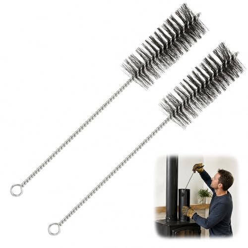 2 pcs Brosse pour Tuyau de poêle Ø 40 mm et Cheminée, Ensemble de Ramonage Universel pour Nettoyage Délicat et Efficace des Coins Difficiles, Balai de...
