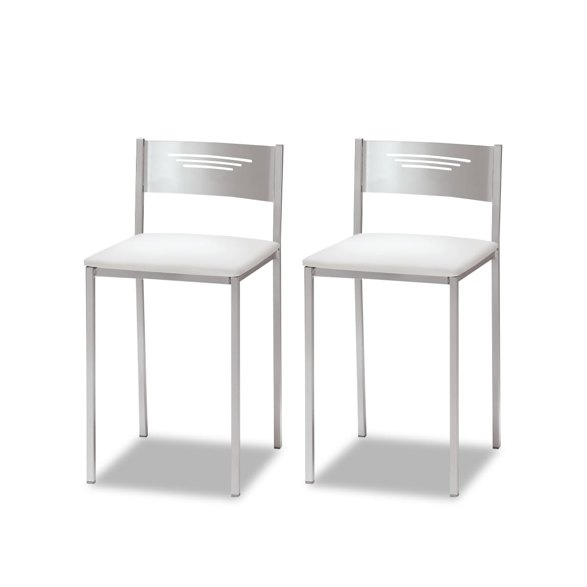 ASTIMESA Dos Taburetes de Cocina con Respaldo Polipiel Blanco, Altura de Asiento 45 cms. (TABCRBL)