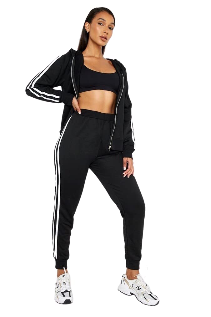 Comodo Set Sport Tuta Yoga Set Fitness Outfit Tuta Jogging Tuta 3 Pezzi incl. Top, Nero, S-M