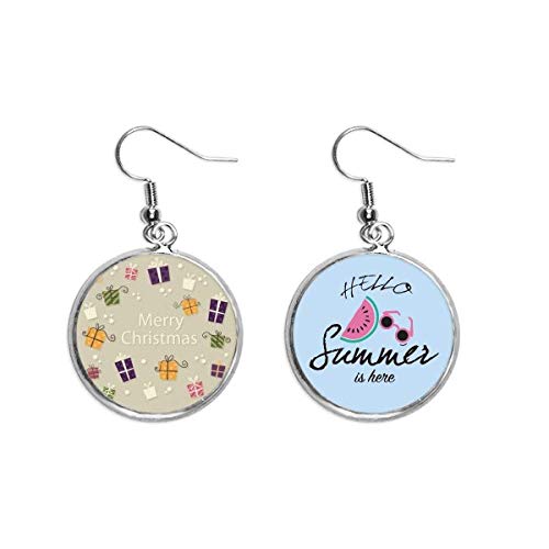 Pendientes de sandía Feliz Navidad con enganche cómodo para lóbulo de verano