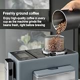 De'Longhi Rivelia EXAM440.55.G, superautomatyczny ekspres do kawy z LatteCrema Hot, automatyczny spieniacz do mleka, kompaktowy rozmiar, 16 przepisów, kolorowy ekran dotykowy, szary