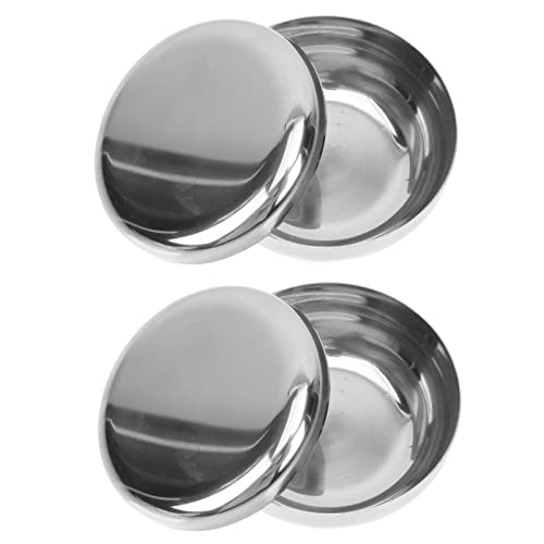 GANAZONO Korean Rice Bowls Stainless Steel Rice Bowls with Lid 2-piece Traditional Steam Bowls 3.93 in Round Kitchen Bowls for Dining Buffet Restaurant Serving