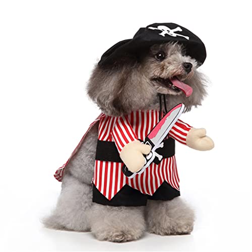 Ornaous Cute Dog Cat Pirate Costume, Pet Halloween Christmas Cosplay Dress, Funny Captain Costume For Dog Cats（L Size） #TOP2