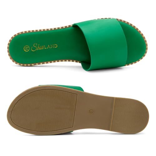 Image of Shoe Land Flat Sandals for Women - Slip-On Slides with Cushioned Footbed | Comfortable Dressy & Casual Open Toe Summer Sandals for Beach, Travel & Everyday Wear