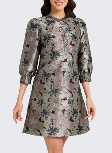 Image of Ladyful Women's Floral Jacquard Dress Cocktail Mini Shift Dresses