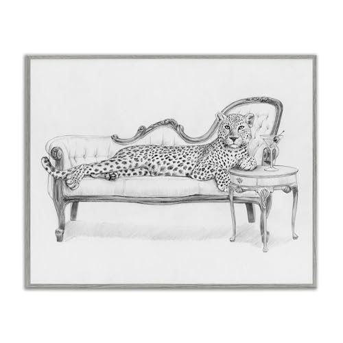 Stupell Industries 'Lounging Beast Cheetah'�A�z����W�[�N���[�A�[�g�A�O���[�A30×64�C���`�A�|���₷�����A�č����AVictoria Barnes��