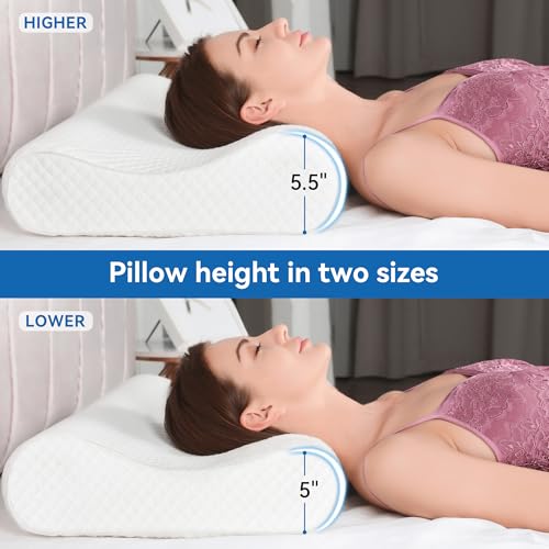 Image of AM AEROMAX 32 inch King Size Contour Memory Foam Pillow, Cervical Pillow for Neck Pain Relief, Neck Orthopedic Sleeping Pillows for Side, Back and Stomach Sleepers