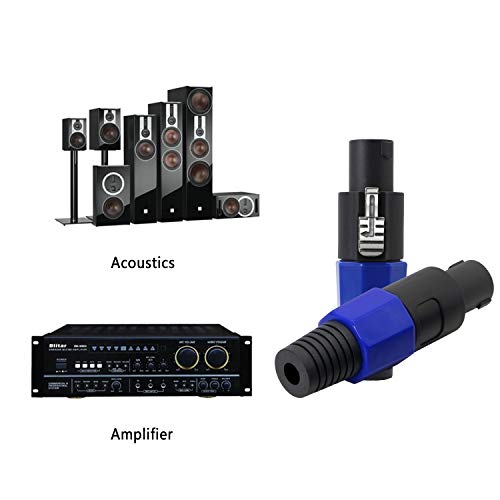 Image of Speakon NL4FC，GELRHONR NL4 Connector Round Speaker Plug Twist Lock 4 Pole Speaker Plug Compatible with Speakon NL4FC, NL4FX, NLT4X, NL2FC, NA4LJ, NA4LJX, NL4MP, NL4MPR - 2 Pairs