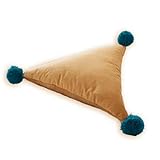Metyou Oreiller en forme de triangle amovible Taille oreillers Coussin avec pompons Boule Couvre-lit pour lit/canapé/voiture Taille unique Orange