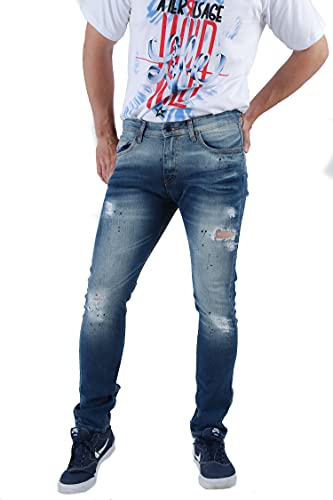 Aterrisage Pantalon Hombre Skinny Jeans Roto Pintura (42) Cover
