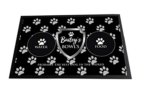 Artylicious Personalised Pet Dog Feeding Mat, Paw Prints Shield, Non Slip Bowls Mat