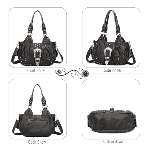 Image of Angel Kiss Hobo Bags for Women Vegan Leather Purses and Handbags Ladies Chic Shoulder Bags Crossbody Purses with Metal Studs