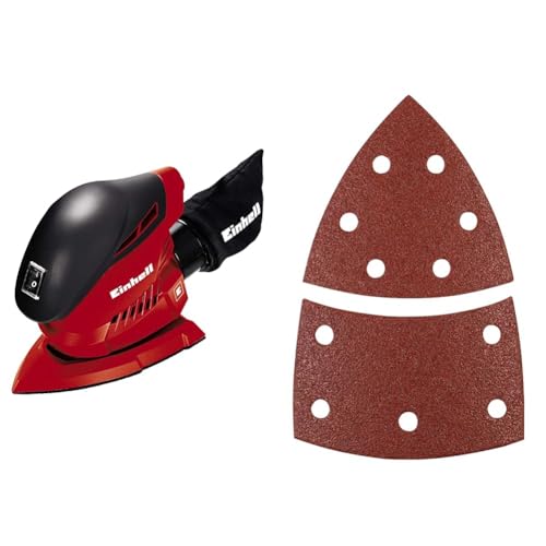 Einhell Multilijadora - TH-OS 1016. 100 W, 24.000 1/min de velocidad de oscilación & KWB 49496112 - Pack de 5 abrasivos multilijadora (100 x 62 x 93 mm, GR 120, sistema Quick-Stock)