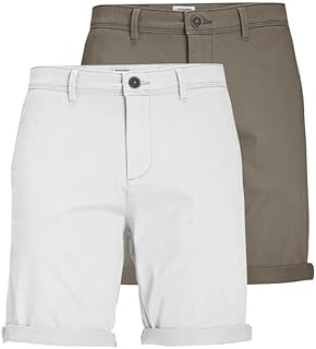 JACK & JONES Male Chino Shorts Regular Fit Chino Shorts, Pack of 2 (bungee corduroy / white), 3 XL