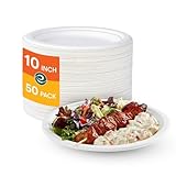 ECO SOUL 25 Cm (10 Zoll) Kompostierbare weiße Teller (50 Stück) | 100% Biologisch Abbaubar | Einweg & Umweltfreundlich | Robuste Teller aus Zuckerrohr | Ideal für Vorspeisen, Snacks & To-go