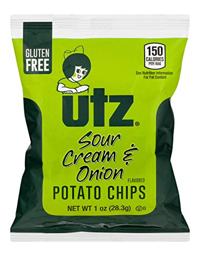 Utz Potato Chips, Sour Cream & Onion – 1 Oz. Bags (60 Count) – Crispy Potato Chips Made From Fresh Potatoes, Crunchy Individual Snacks To Go, Cholesterol Free, Trans-Fat Free, Gluten Free Snacks #TOP11