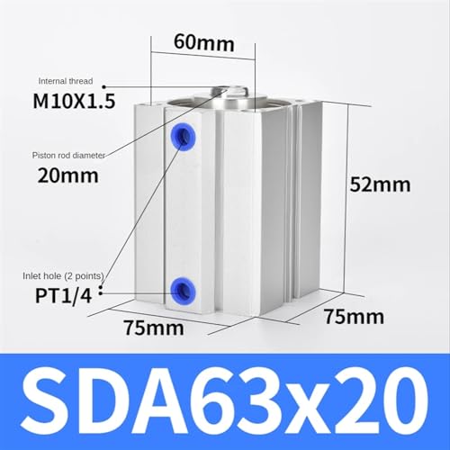 Cylindre pneumatique double action SDA63x20 alésage 63mm course 20mm - 3