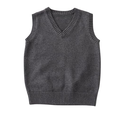 bawilom Womens V Neck Sweater Vest Sleeveless Casual Loose Fit Pullover Sweaters Vests Basic Knit Tank Top Fall Clothes Dark Gray