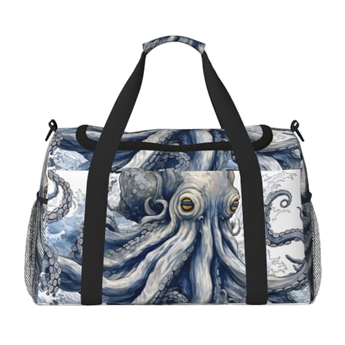 Octopus Art Duffle Bag Foldable Travel Tote Bag Carry On Large Weekender Overnight Bags Waterproof Gym Bag For Women Men2
