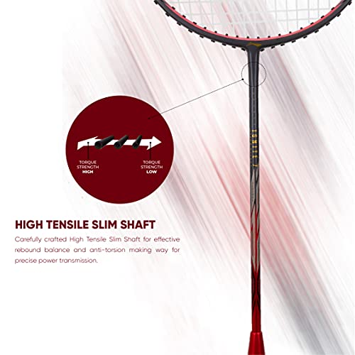 Li-Ning G-Force Superlite Ignite 7 (Dark Grey/Red) Carbon Fibre Strung Badminton Racket With Free Full Cover #TOP4