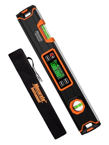 Image of Mecurate Digital Level 15.7'' with LCD Display, 360 Angle Magnetic Digital Torpedo Level, Vertical & Horizontal Spirit Bubble Protractor for Construction Carpenter Craftsman Home Professional