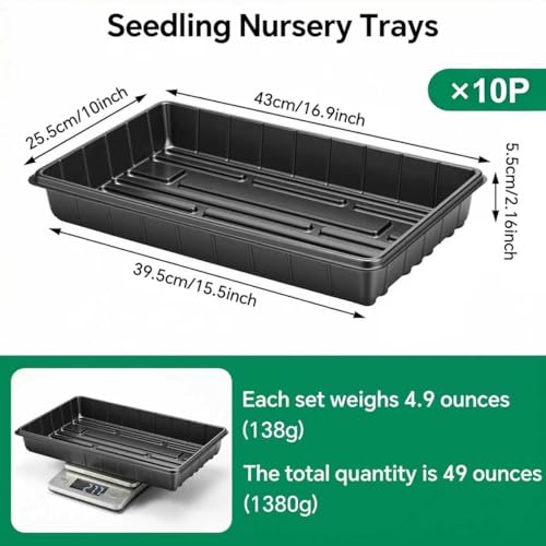 EXTYQWC 10 Plant Growing Trays,Plant Tray, Seed Tray, Seedling Tray, Propagation Tray, Plant Trays for Seedlings, Planting Trays, Seedling Starter Tray(No Drain Holes) - Image 3
