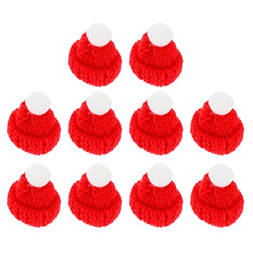COHEALI 10Pcs Knitted Small Christmas Hats Mini Santa Caps Xmas Party Headdress Diy Handmade Accessories for Holiday Decorations and Party Favors