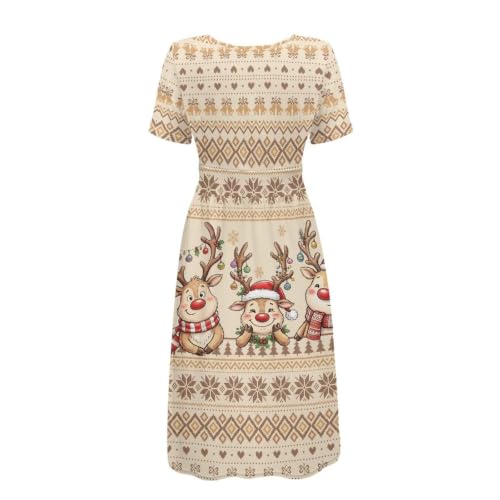 Image of Women's Summer Dresses Short Sleeve Formal Dresses with Pockets