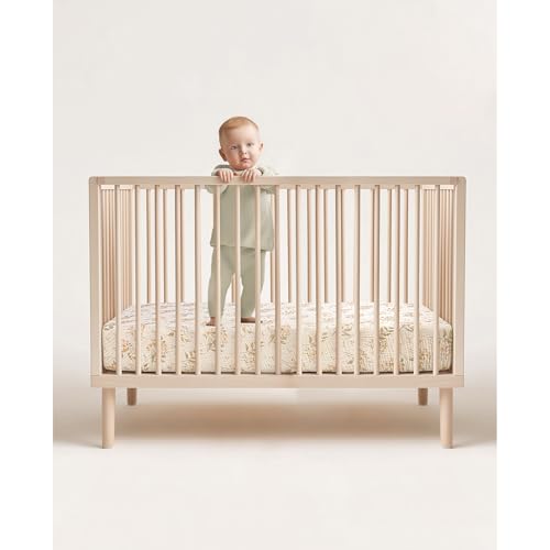 Image of lulumoon Baby Crib Sheets Fitted: Soft Muslin Cotton Sheets for Standard Crib - Olive Floral for Girls 2Pack